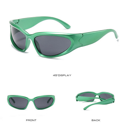 Retro Y2K Style Moteriški akiniai nuo saulės Madingi spalvingi veidrodiniai akiniai Vyriški pankiški sportiniai akiniai nuo saulės