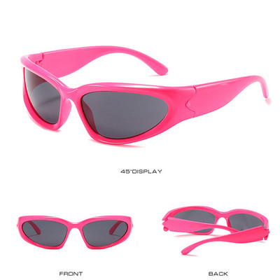 Retro Y2K Style Moteriški akiniai nuo saulės Madingi spalvingi veidrodiniai akiniai Vyriški pankiški sportiniai akiniai nuo saulės