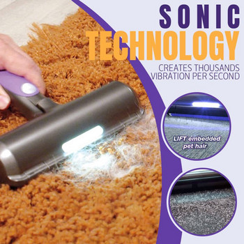 Φορητό κύλινδρο αποτρίχωσης κατοικίδιων ζώων Ηλεκτρικές τρίχες Sonic τεχνολογίας μικροϊνών με φως LED για καθαρισμό ρούχων καναπέδωνFuzz