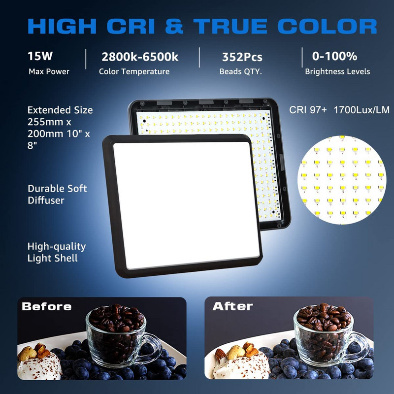 LED-videovalgusti hämardatav fotograafia pidev valgustus, reguleeritav statiivialus, kaasaskantav täitevalgusti fotostuudio pildistamiseks