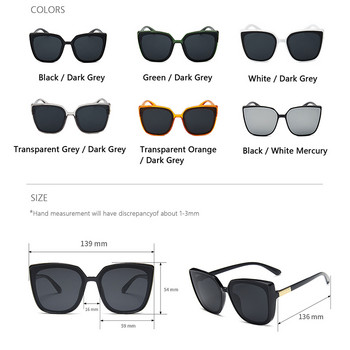 Νέα επώνυμη σχεδιάστρια Cat Eye γυαλιά ηλίου Γυναικεία Vintage Μαύρα Γυαλιά ηλίου καθρέφτη για μόδα Μεγάλο πλαίσιο Δροσερό σέξι θηλυκό Oculos UV400