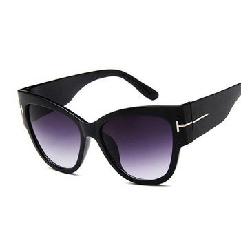 Модни ретро слънчеви очила за жени Ретро Маркови дизайнерски пластмасови дамски слънчеви очила с голяма рамка с градиент Котешко око Прозрачни Oculos De Sol