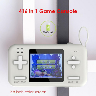 Consolă de jocuri retro portabilă portabilă 8000mAh Power Bank încorporat 416 jocuri video DC 5V-2.1A Mini player portabil pentru gamepad