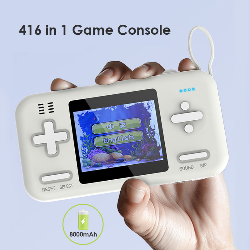Consolă de jocuri retro portabilă portabilă 8000mAh Power Bank încorporat 416 jocuri video DC 5V-2.1A Mini player portabil pentru gamepad