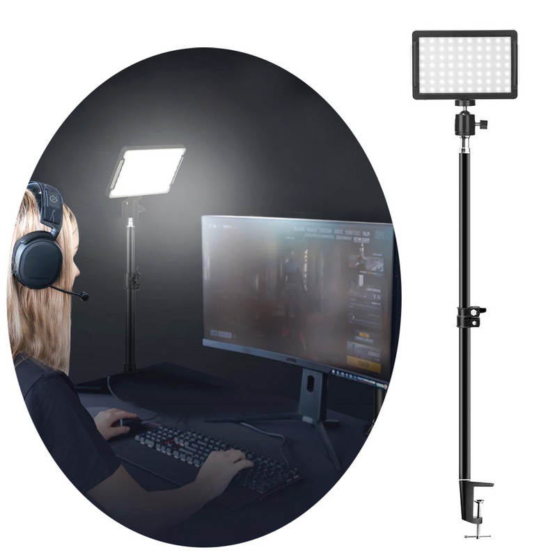 LED-videovalgustiga fotograafialamp lauaklambriga, hämardatav professionaalne fotostuudio valgustus Youtube`i otseülekande jaoks
