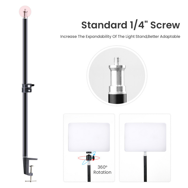 LED-videovalgustiga fotograafialamp lauaklambriga, hämardatav professionaalne fotostuudio valgustus Youtube`i otseülekande jaoks