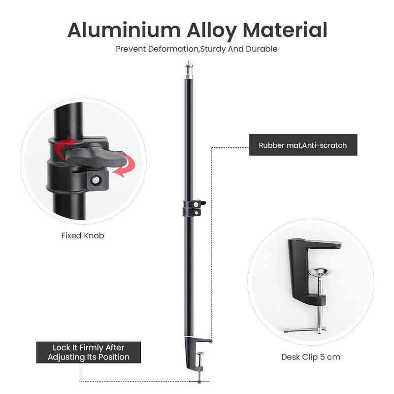 LED-videovalgustiga fotograafialamp lauaklambriga, hämardatav professionaalne fotostuudio valgustus Youtube`i otseülekande jaoks