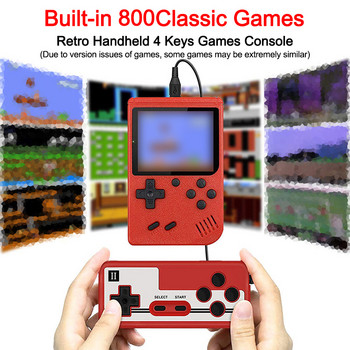 BROODIO Ръчни плейъри 800 IN 1 Ретро конзола за видеоигри Мини преносим 8-битов 3,0-инчов цветен LCD детски ръчен плейър