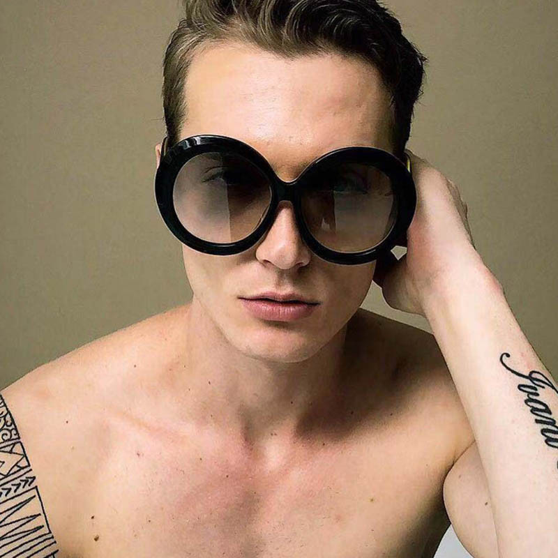 Uniszex nagy, kerek női napszemüvegek 2023 új divat, retró túlméretezett napszemüvegek vintage színátmenetes fekete árnyalatú luxus szemüvegek