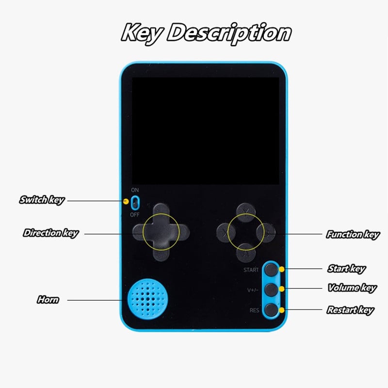 Kaasaskantav minimagnetiline jõupank Retro-videomängukonsool K10 pihuarvuti mängijad, sisseehitatud 500 klassikalist mängu laste mänguasjadele