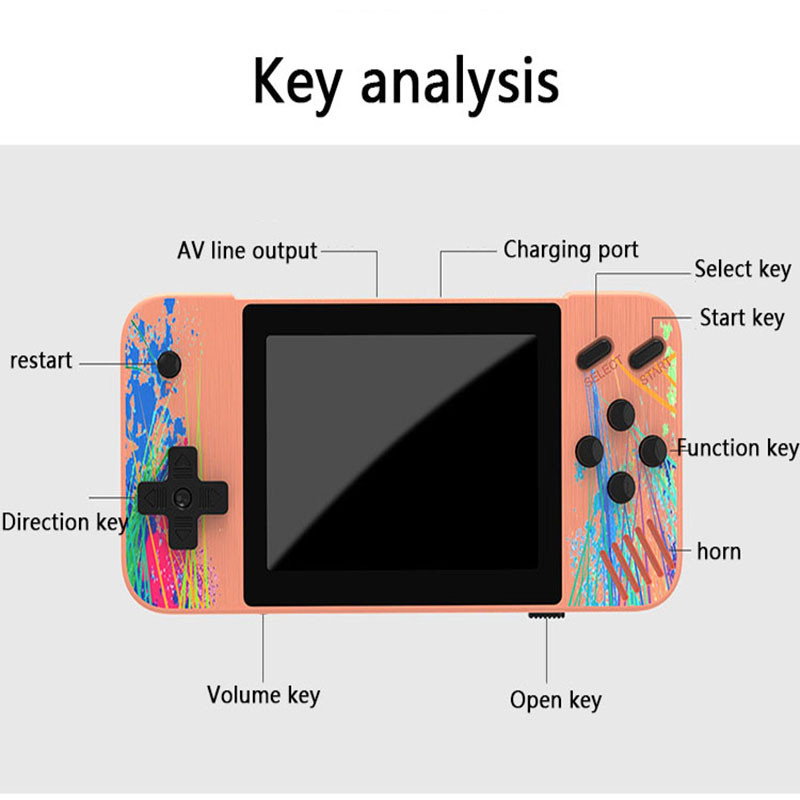 G3 Mini hordozható játékkonzol 3,5 hüvelykes színes LCD beépített 800+ retro játékok egy- és duplajátékos játékok, jó ajándék gyerekeknek