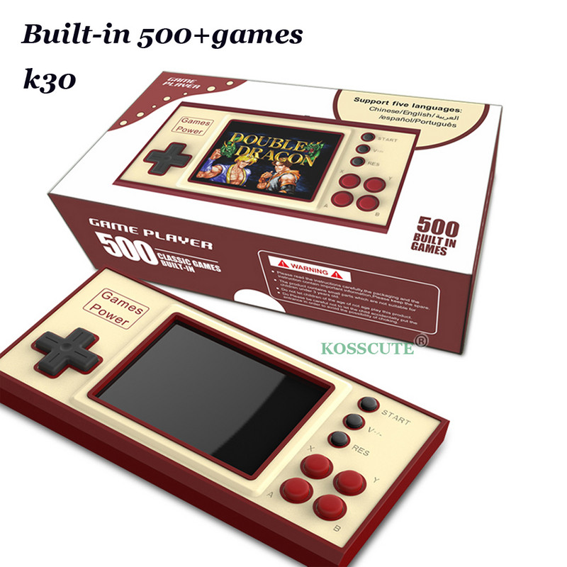 Vaizdo žaidimų pultai, įmontuoti 500 retro žaidimų. Atpalaiduojantis žaislas laisvalaikiu palaiko du vaidmenis ir AV Out žaidimų grotuvą