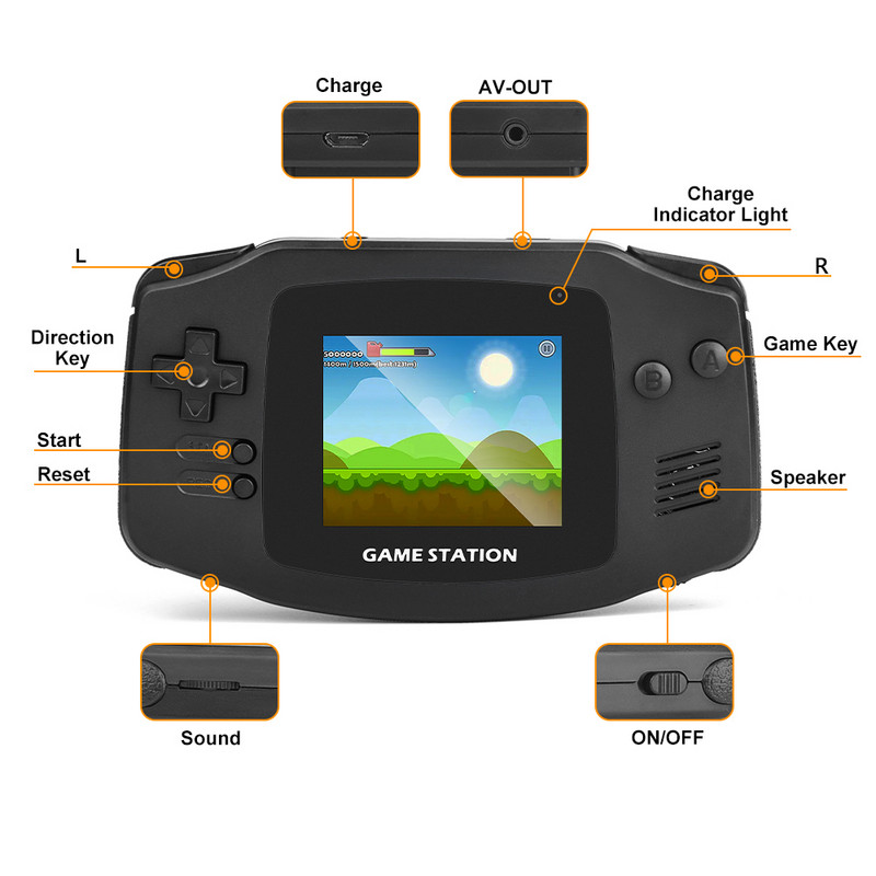 Kézi videojáték-konzol 400 klasszikus retro játéklejátszó emulátor AV-kimenet retrostáció hordozható kézi játékkonzol