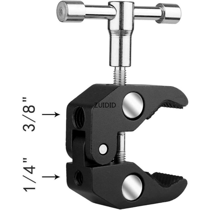ZUIDID Super Clamp 1 db 1/4" és 3/8" menettel kamerákhoz/lámpákhoz/esernyőkhöz/kampókhoz/polcokhoz/tányérüveghez/keresztrudakhoz