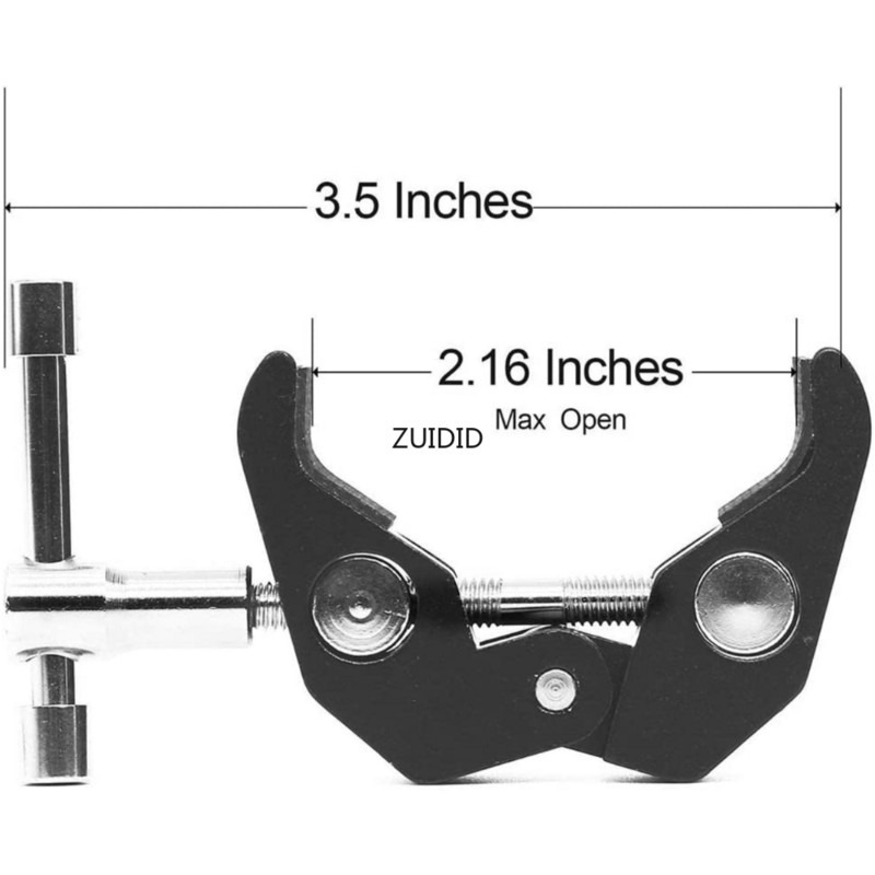 ZUIDID Super Clamp 1 db 1/4" és 3/8" menettel kamerákhoz/lámpákhoz/esernyőkhöz/kampókhoz/polcokhoz/tányérüveghez/keresztrudakhoz