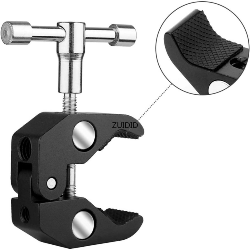 ZUIDID Super Clamp 1 db 1/4" és 3/8" menettel kamerákhoz/lámpákhoz/esernyőkhöz/kampókhoz/polcokhoz/tányérüveghez/keresztrudakhoz