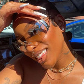 Wrap Around Y2K päikeseprillid naistele, meestele, futuristlikud, lamedad päikeseprillid, raamita gradientklaasidega päikeseprillid, UV400 kaitse