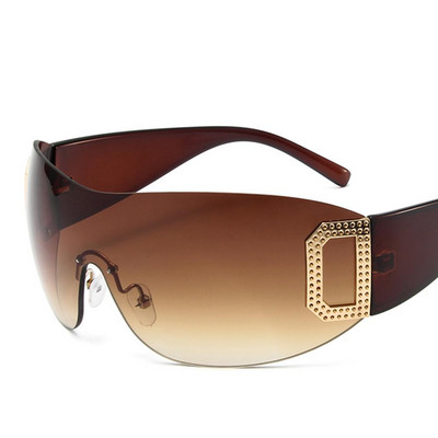 Wrap Around Y2K päikeseprillid naistele, meestele, futuristlikud, lamedad päikeseprillid, raamita gradientklaasidega päikeseprillid, UV400 kaitse