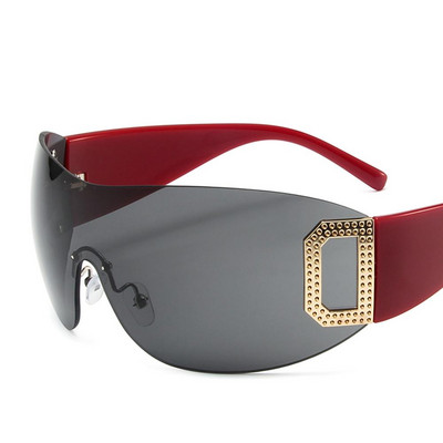 Wrap Around Y2K päikeseprillid naistele, meestele, futuristlikud, lamedad päikeseprillid, raamita gradientklaasidega päikeseprillid, UV400 kaitse