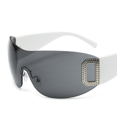 Wrap Around Y2K päikeseprillid naistele, meestele, futuristlikud, lamedad päikeseprillid, raamita gradientklaasidega päikeseprillid, UV400 kaitse