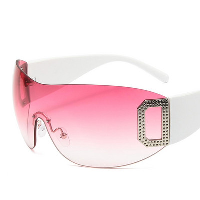 Wrap Around Y2K päikeseprillid naistele, meestele, futuristlikud, lamedad päikeseprillid, raamita gradientklaasidega päikeseprillid, UV400 kaitse