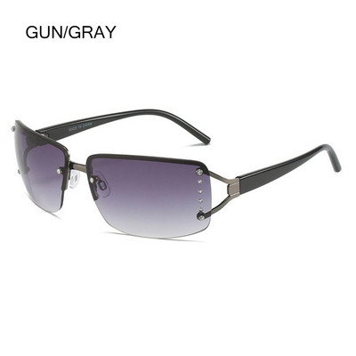 Wrap Around Y2K päikeseprillid naistele, meestele, futuristlikud, lamedad päikeseprillid, raamita gradientklaasidega päikeseprillid, UV400 kaitse