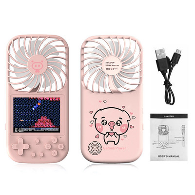 Player creativ de jocuri portabil cu ventilatoare electronice Baterie de 2500 mAh 500 de jocuri Consolă de jocuri retro cu mini ventilator personal