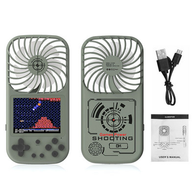Player creativ de jocuri portabil cu ventilatoare electronice Baterie de 2500 mAh 500 de jocuri Consolă de jocuri retro cu mini ventilator personal