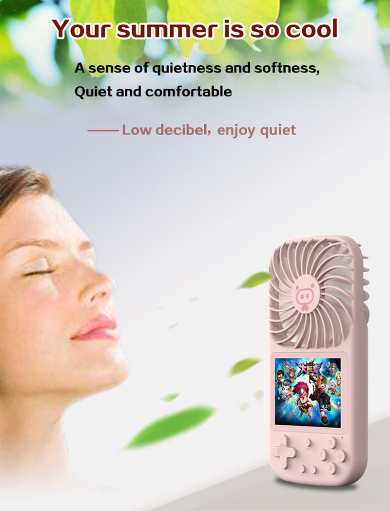 Player creativ de jocuri portabil cu ventilatoare electronice Baterie de 2500 mAh 500 de jocuri Consolă de jocuri retro cu mini ventilator personal