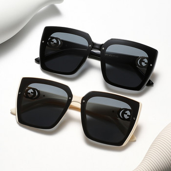 Винтидж извънгабаритни квадратни слънчеви очила Дамски за мъже Класически големи рамки Тенденции Слънчеви очила UV400 Луксозна марка Дизайнерски очила