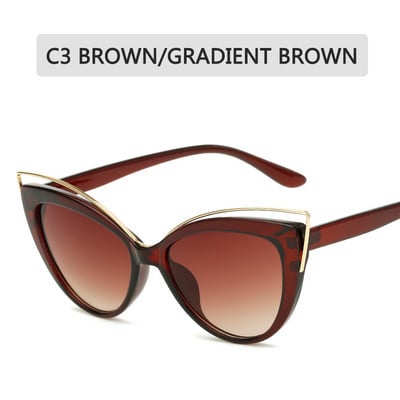 Модни слънчеви очила котешко око Дамски маркови дизайнерски метални очила Огледало Класически ретро Oculos De Sol Feminino UV400