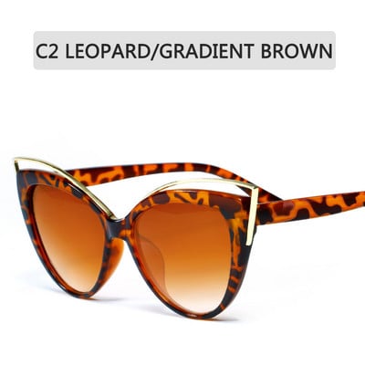 Модни слънчеви очила котешко око Дамски маркови дизайнерски метални очила Огледало Класически ретро Oculos De Sol Feminino UV400