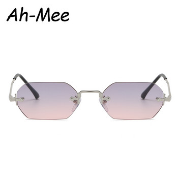 Малки квадратни слънчеви очила без рамки Дамски ретро многоъгълни сиви градиентни слънчеви очила Vintage Lady Summer Style Женски очила UV400