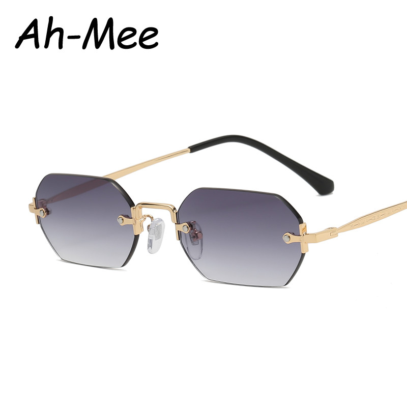 Γυναικεία γυαλιά ηλίου Small Square Rimless Γυναικεία γυαλιά ηλίου Retro Polygon Gradient Vintage Γυναικεία γυαλιά UV400 σε καλοκαιρινό στυλ