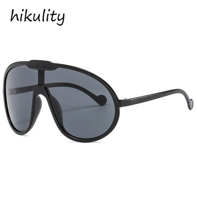 2022 m. Nauji madingi vienetiniai skydiniai akiniai nuo saulės moterims Vntage Oversized Arc akiniai nuo saulės vyrams, juodi geltoni hip-hop gradiento atspalviai