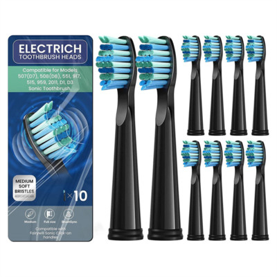 10 vnt elektrinio dantų šepetėlio keitimo galvutės, skirtos Fairywill elektriniam dantų šepetėliui FW-507 FW-508 515 FW-515 FW-551 YUNCHI Y1