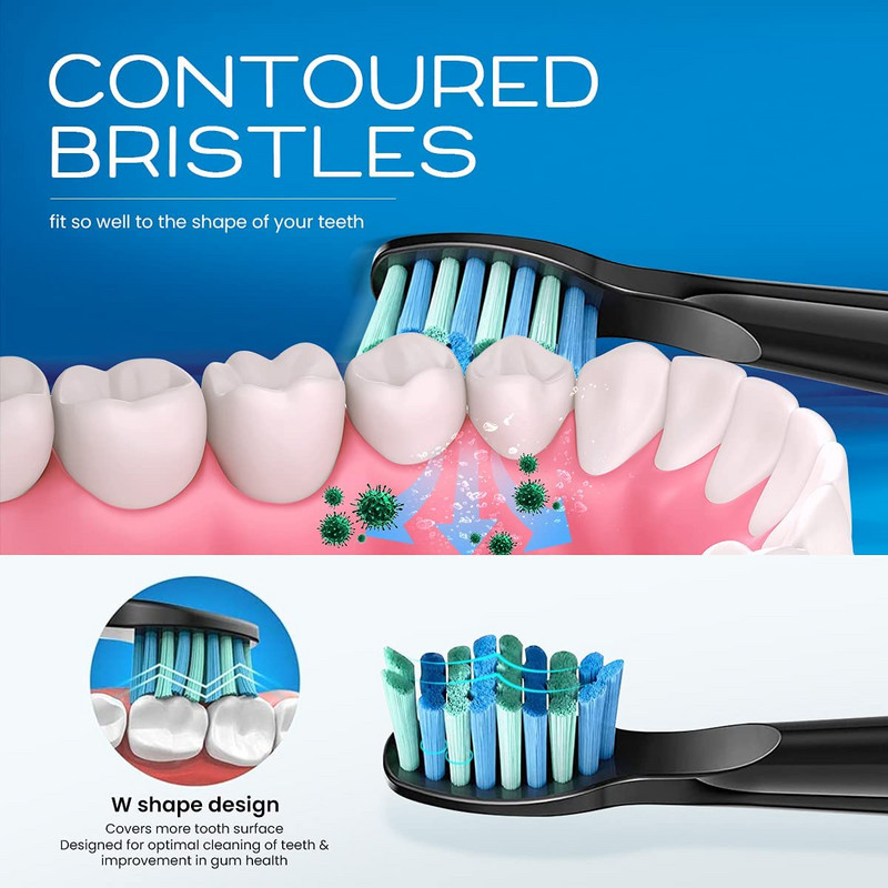 10 vnt elektrinio dantų šepetėlio keitimo galvutės, skirtos Fairywill elektriniam dantų šepetėliui FW-507 FW-508 515 FW-515 FW-551 YUNCHI Y1