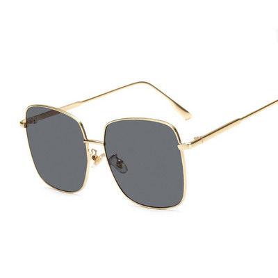 Metaliniai kvadratiniai akiniai nuo saulės Moteris Gamintojas Dizainerė Prabangūs akiniai nuo saulės Moteriški dideli rėmeliai Vandenyno objektyvas Veidrodis Vintage Oculos De Sol