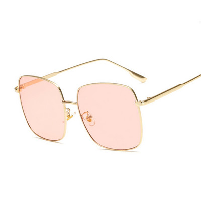 Metaliniai kvadratiniai akiniai nuo saulės Moteris Gamintojas Dizainerė Prabangūs akiniai nuo saulės Moteriški dideli rėmeliai Vandenyno objektyvas Veidrodis Vintage Oculos De Sol