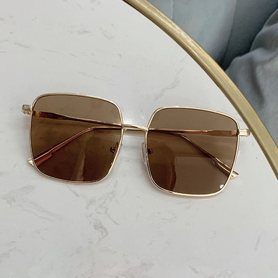 Metaliniai kvadratiniai akiniai nuo saulės Moteris Gamintojas Dizainerė Prabangūs akiniai nuo saulės Moteriški dideli rėmeliai Vandenyno objektyvas Veidrodis Vintage Oculos De Sol