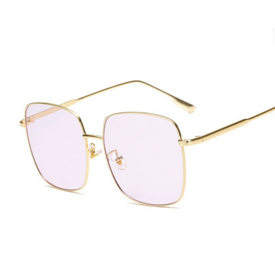 Metaliniai kvadratiniai akiniai nuo saulės Moteris Gamintojas Dizainerė Prabangūs akiniai nuo saulės Moteriški dideli rėmeliai Vandenyno objektyvas Veidrodis Vintage Oculos De Sol