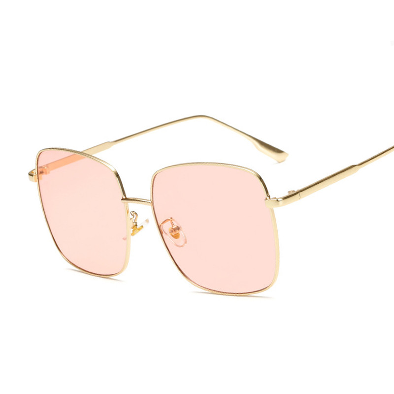 Metaliniai kvadratiniai akiniai nuo saulės Moteris Gamintojas Dizainerė Prabangūs akiniai nuo saulės Moteriški dideli rėmeliai Vandenyno objektyvas Veidrodis Vintage Oculos De Sol