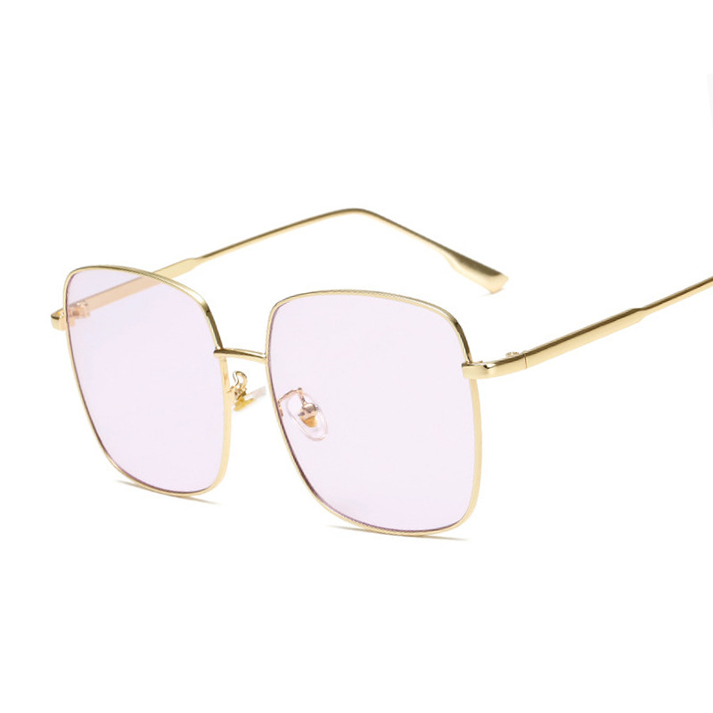 Metaliniai kvadratiniai akiniai nuo saulės Moteris Gamintojas Dizainerė Prabangūs akiniai nuo saulės Moteriški dideli rėmeliai Vandenyno objektyvas Veidrodis Vintage Oculos De Sol