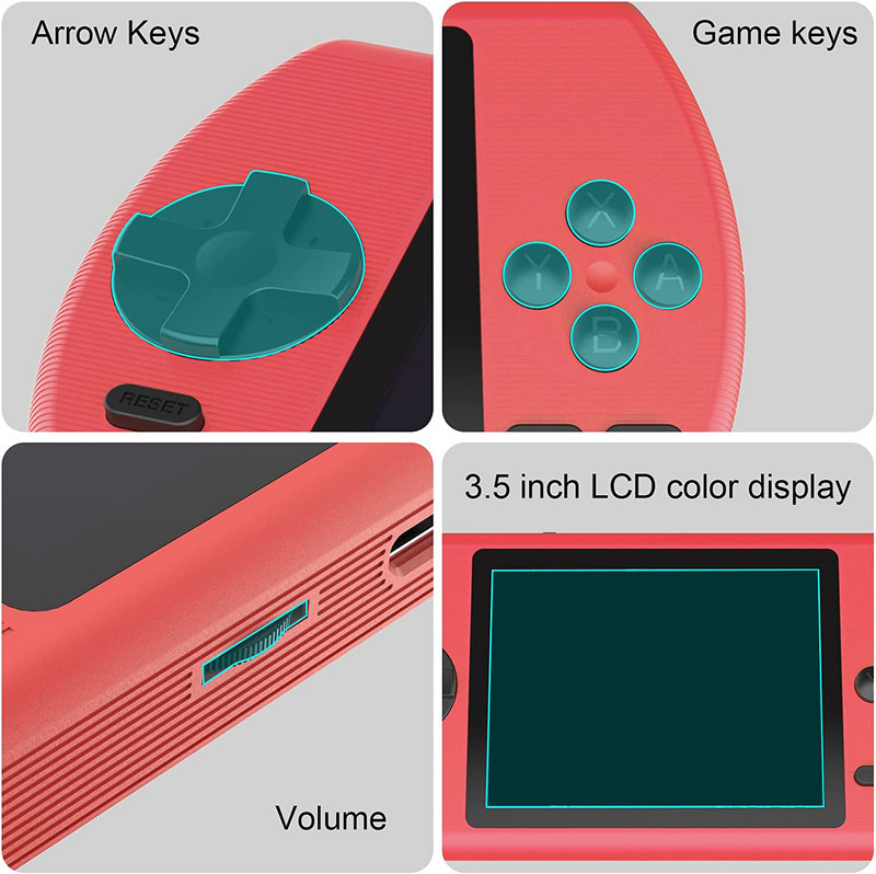 Nauja retro nešiojama mini delninė vaizdo žaidimų konsolė 64 bitų 3,5 colio vaikų spalvotas žaidimų grotuvas AV Out Integruotas 500 žaidimų gimtadienio dovana