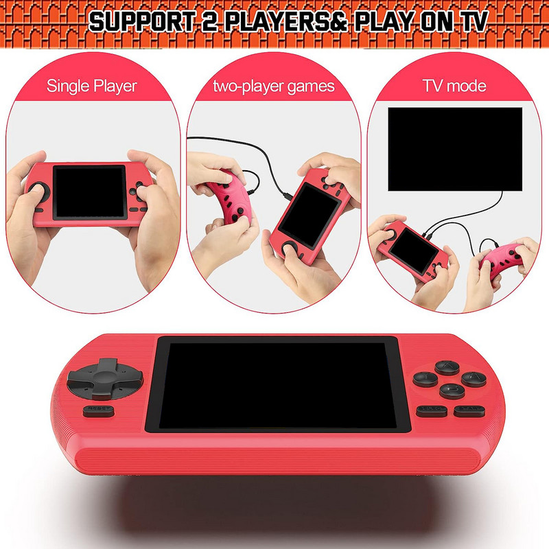 Nauja retro nešiojama mini delninė vaizdo žaidimų konsolė 64 bitų 3,5 colio vaikų spalvotas žaidimų grotuvas AV Out Integruotas 500 žaidimų gimtadienio dovana