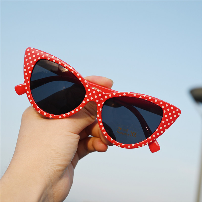 Vazrobe Ochelari de soare cu ochi de pisică pentru femei Ochelari de soare cu puncte pentru femei Nuanțe ochi de pisică stil feminin roșu alb roz negru