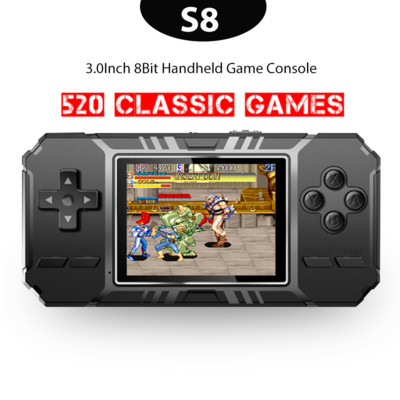 S8 Retro Portable Mini Handheld Game Console 8-bit 3.0 Inch Color LCD Game Player Вграден 520 Games Consola