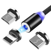 Mágneses USB-kábel iPhone 12 11 Xiaomi 11-hez Huawei Type C kábel LED gyorstöltés adattöltés Micro USB kábel kábel vezeték
