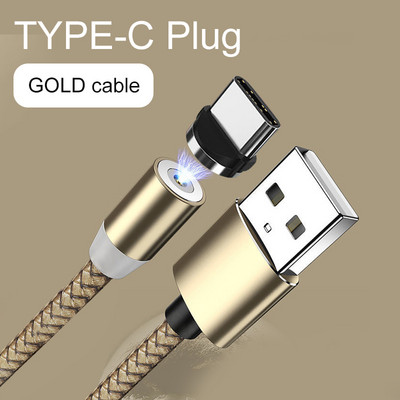 Mágneses USB-kábel iPhone 12 11 Xiaomi 11-hez Huawei Type C kábel LED gyorstöltés adattöltés Micro USB kábel kábel vezeték