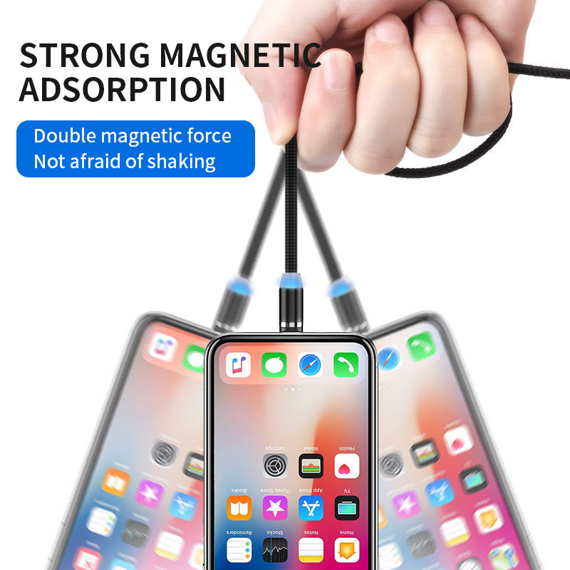 Mágneses USB-kábel iPhone 12 11 Xiaomi 11-hez Huawei Type C kábel LED gyorstöltés adattöltés Micro USB kábel kábel vezeték